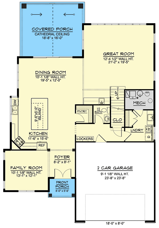 Plan 135329GRA: 4-Bed Traditional House Plan with Bonus Room - 3035 Sq Ft - Floor Plan - Main Level - Craftsman, New American, Traditional
