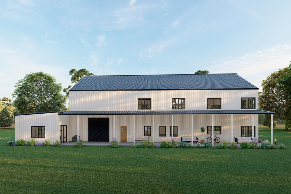 Plan 530127KTE: 4-Bed Post-Frame Barndominium House Plan with Attached 2-Bed Apartment - 4644 Sq Ft - Image #7 - Barndominium
