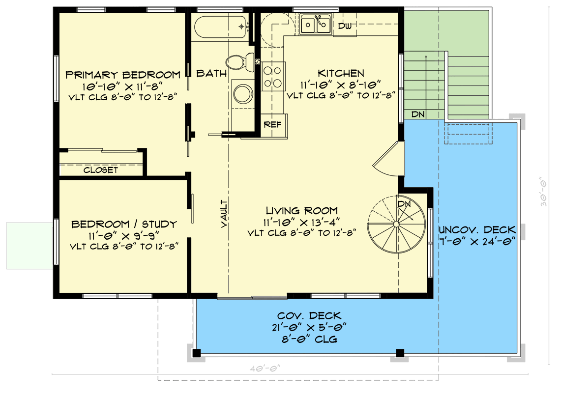 Plan 520032RKY: 2-Bed Modern Carriage House with Workshop - 1006 Sq Ft - Floor Plan - Main Level - Carriage, Modern, Mountain, Rustic