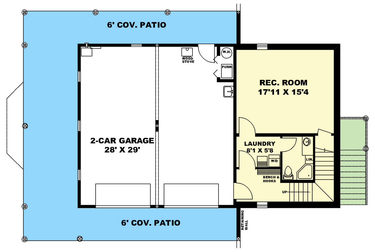 Plan 350120GH: 2-Bed Mountain House Plan with Wraparound Porch - 2025 Sq Ft - Floor Plan - Lower Level - Mountain