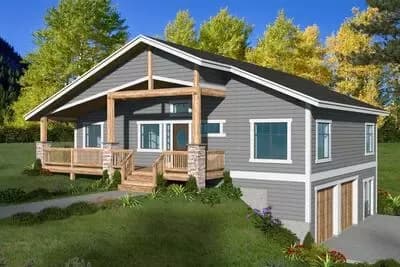 3-Bed Mountain House Plan with Drive-Under 2-Car Side Garage - 2586 Sq Ft