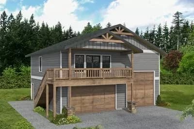 Two-Story Traditional RV Garage Apartment Plan - 821 Sq Ft