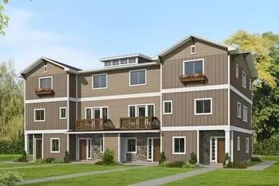 Three-Story Multi-Plex House Plan with All Bedrooms Upstairs - 5586 Sq Ft