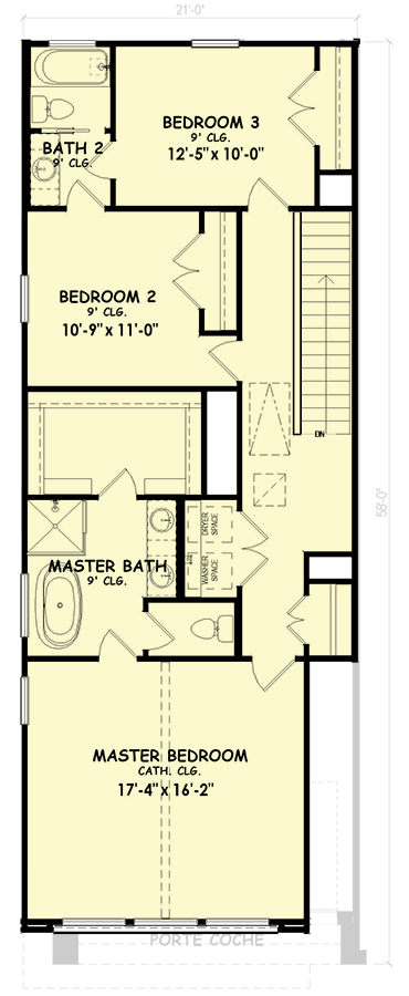 Plan 100341GHR: 3-Bed Contemporary House Plan with a Jack and Jill Bathroom - 1741 Sq Ft - Floor Plan - 2nd Floor - Contemporary, Modern