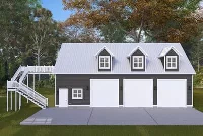 Oversized 4-Bay Garage and Workshop with Finished Space Above - 1,308 Sq Ft