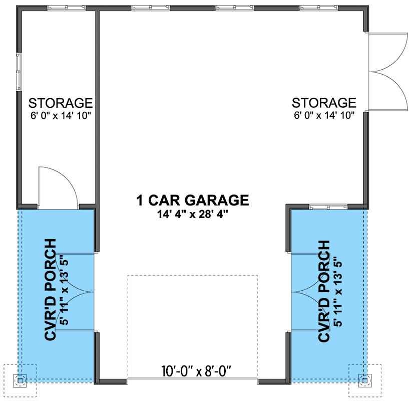 Plan 61598UT: 1-Car Detached Barn-Style Garage Plan - Floor Plan - Main Level - Craftsman