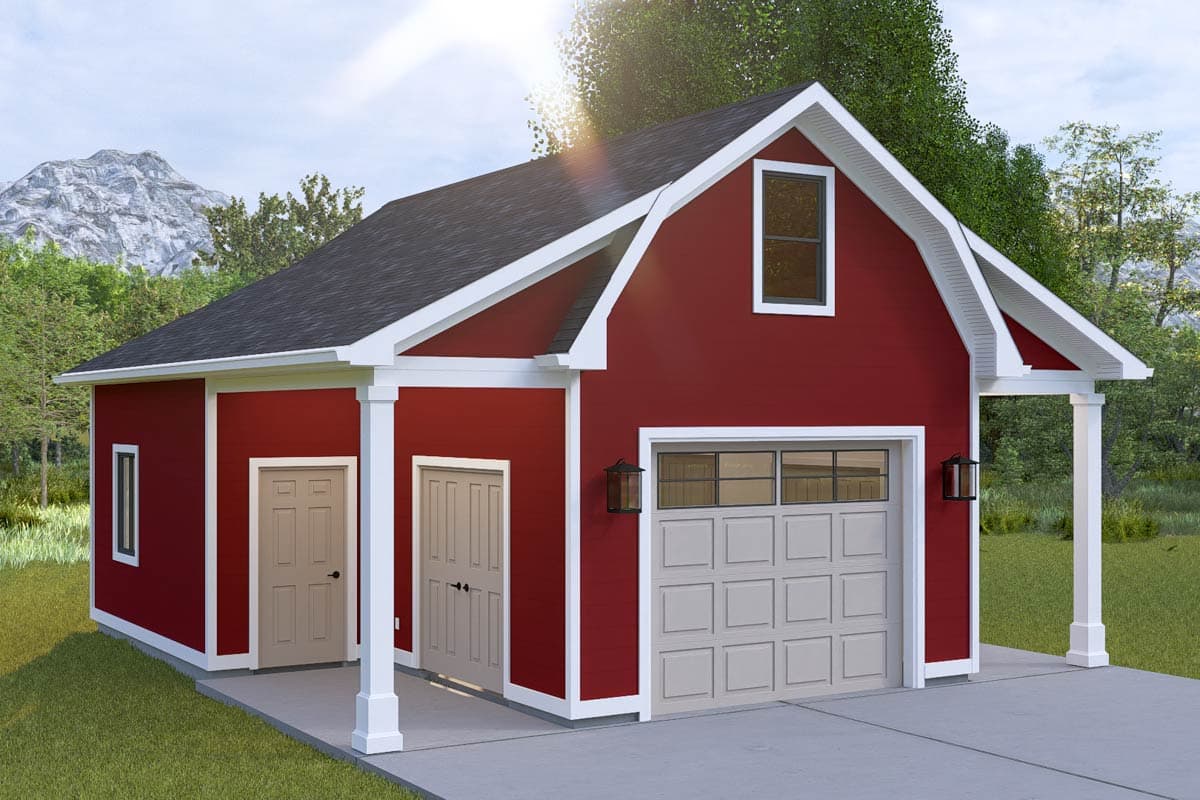 Plan 61598UT: 1-Car Detached Barn-Style Garage Plan - Image #5 - Craftsman