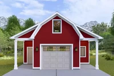 1-Car Detached Barn-Style Garage Plan