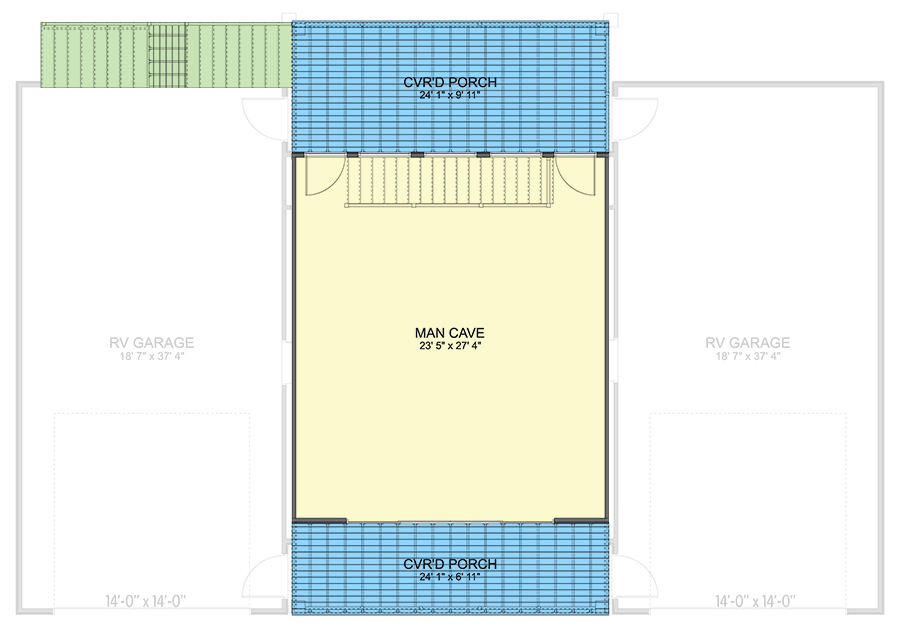 Plan 61599UT: Two-Story Garage Plan with Second Level Flex Space and 2-Bay RV Garage - 674 Sq Ft - Floor Plan - 2nd Floor - Barndominium, Carriage, Traditional