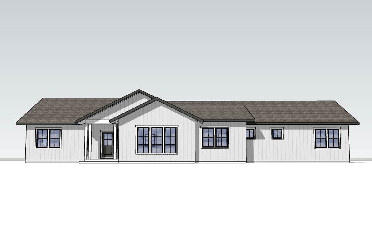 Plan 470308REY: Single-Story Modern Ranch House Plan with Den - 1996 Sq Ft - Image #8 - Modern, New American, Ranch