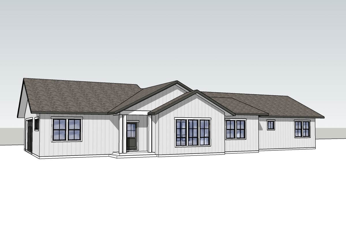 Plan 470308REY: Single-Story Modern Ranch House Plan with Den - 1996 Sq Ft - Image #9 - Modern, New American, Ranch