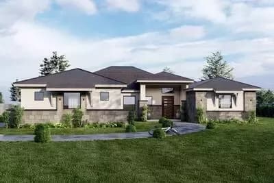 Single-Story Contemporary Prairie House Plan with Open Concept Living - 2205 Sq Ft