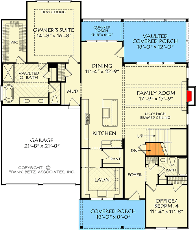 Plan 710440BTZ: Two-Story Cottage House Plan with Flex Room - 2651 Sq Ft - Floor Plan - Main Level - Cottage, Country