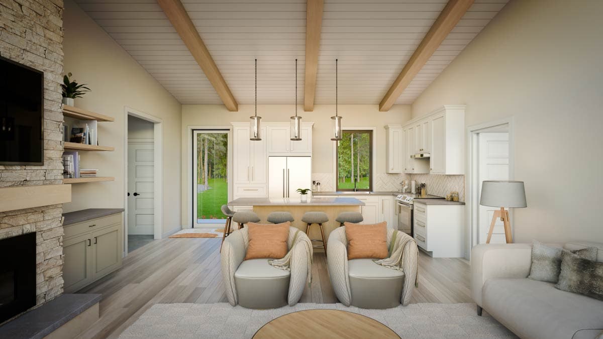 Plan 911054JVD: 4-Bed Mountain Vacation House Plan with Flex Room - 2290 Sq Ft - Image #7 - Mid Century Modern, Modern, Mountain, Northwest