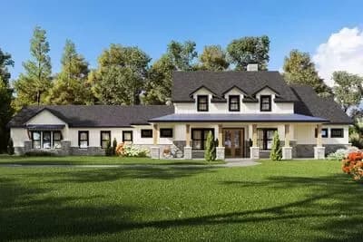 3-Bedroom Modern Farmhouse Plan with Home Office - 2742 Sq Ft