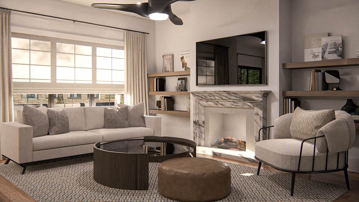 Plan 623483DJ: Modern Cottage Style Duplex with 3-Bed 3-Bath 1709 Sq Ft Units - Image #8 - Cottage, Modern, New American, Transitional, Tudor