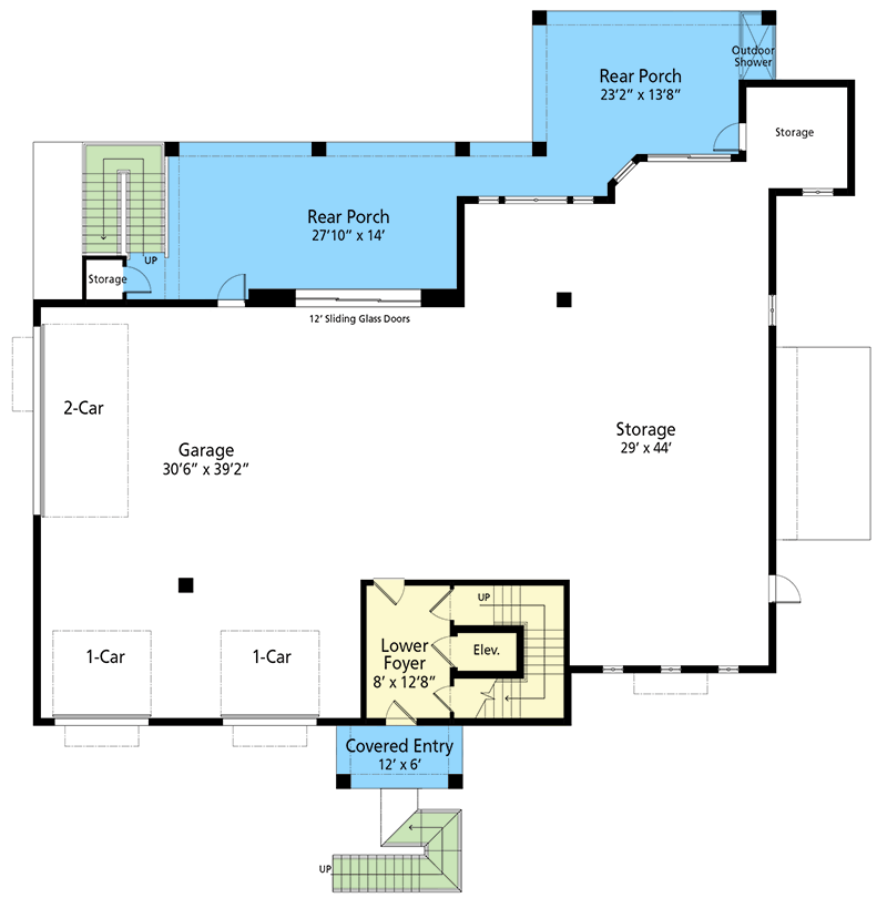 Plan 33276ZR: 3-Bed Coastal Contemporary House Plan with Master Suite Sitting Area - 3409 Sq Ft - Floor Plan - Ground Level - Beach, Coastal, Coastal Contemporary, Florida-Style