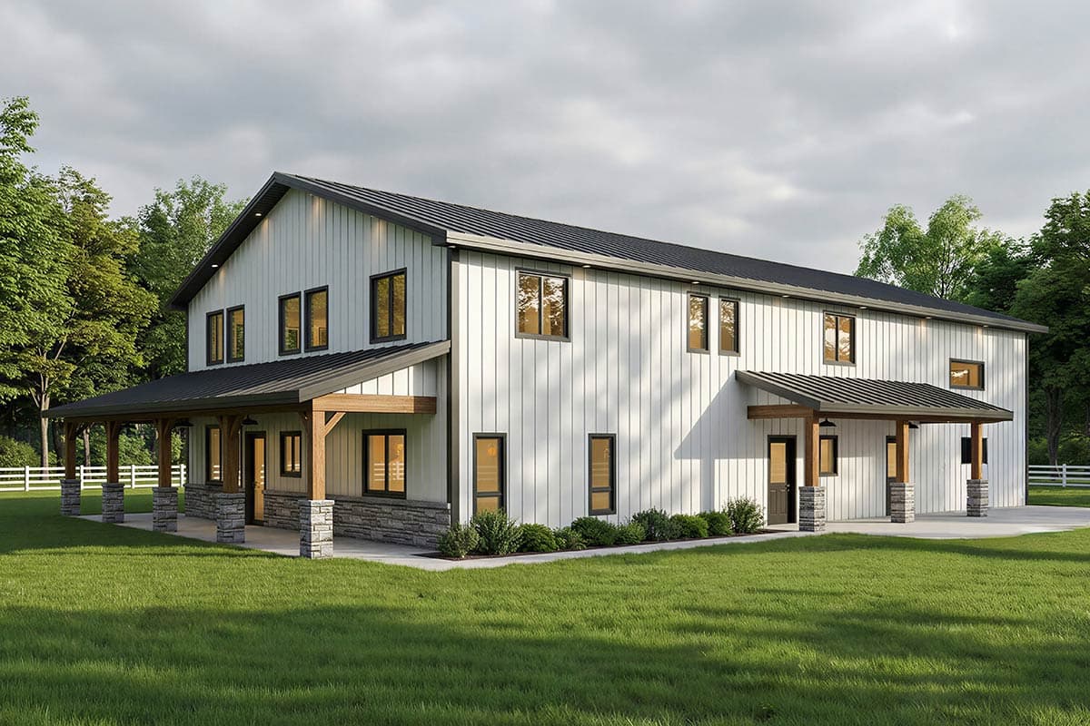 Plan 225014RBS: 3-Bed Barndominium House Plan with Wrap Around Porch ...