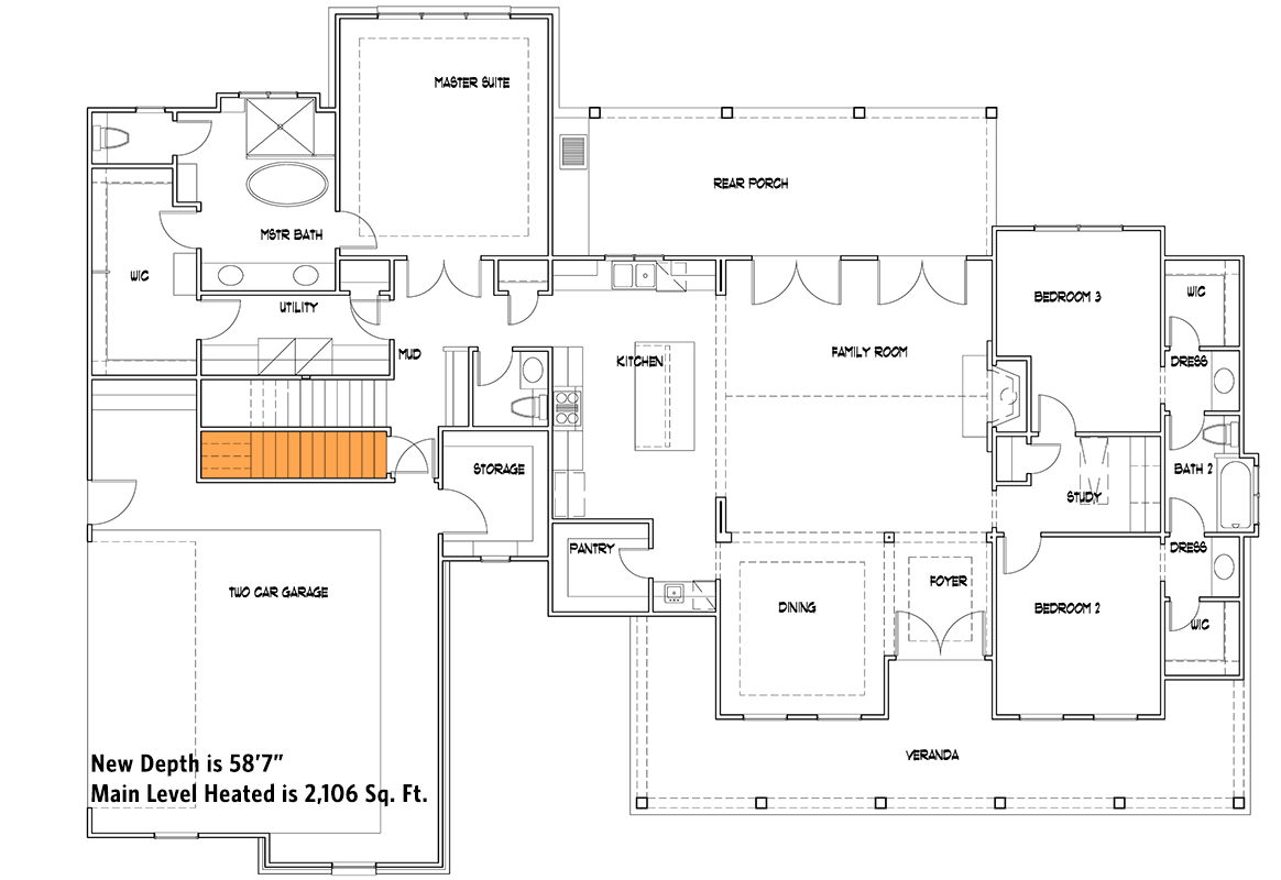 Plan 16935WG: Modern Farmhouse Plan with Outdoor Kitchen and Living Area - 2093 Sq Ft - Floor Plan - Basement Stairs Location - Country, Farmhouse, Modern Farmhouse