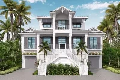 Three-Story Coastal House Plan with Outdoor Kitchen - 3604 Sq Ft