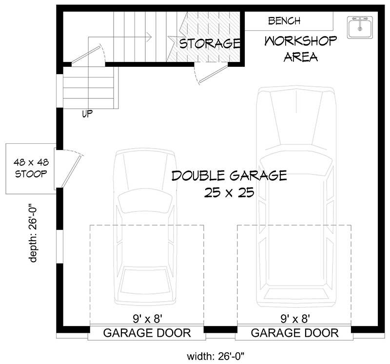 Plan 680527VR: Two-Story Traditional Plan with Studio Living - 676 Sq Ft - Floor Plan - Main Level - Traditional