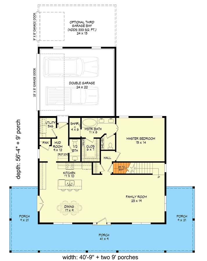Plan 680530VR: Two-Story Country Farmhouse Plan with Wrap Around Porch - 2772 Sq Ft - Floor Plan - Main Level - Country, Farmhouse