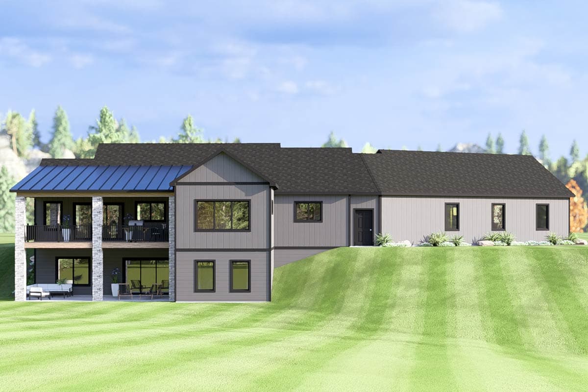 Plan 135330GRA: 1-Bed Mountain Ranch House Plan with Angled 3-Car Garage - 1738 Sq Ft - Image #6 - Mountain, Ranch