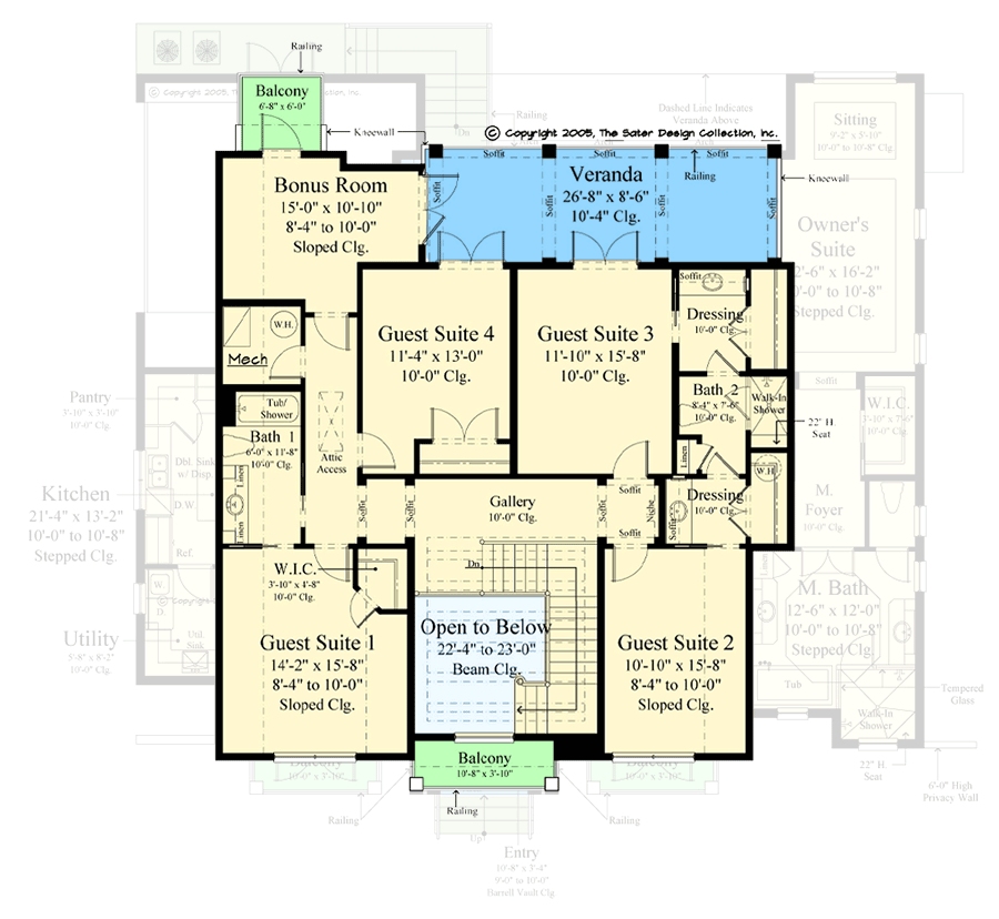 Plan 340131STR: Two-Story Coastal Contemporary House Plan with Outdoor Kitchen - 3719 Sq Ft - Floor Plan - 2nd Floor - Coastal Contemporary
