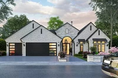 4-Bed Modern French Country Ranch with Vaulted Living - 3450 Sq Ft