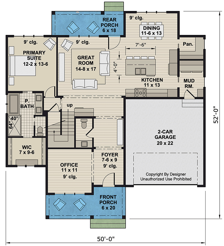 Plan 14944RK: 4-Bed Farmhouse Plan with Jack and Jill Bathroom - 2768 Sq Ft - Floor Plan - Main Level - Farmhouse, Modern Farmhouse