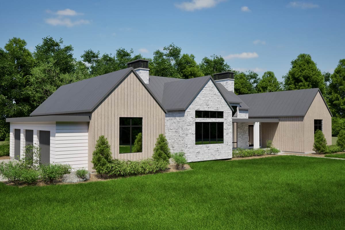 Plan 493029GNT: 3-Bed Scandinavian Modern Farmhouse with Flex Room - 2858 Sq Ft - Image #5 - Contemporary, Ranch, Scandinavian, Transitional