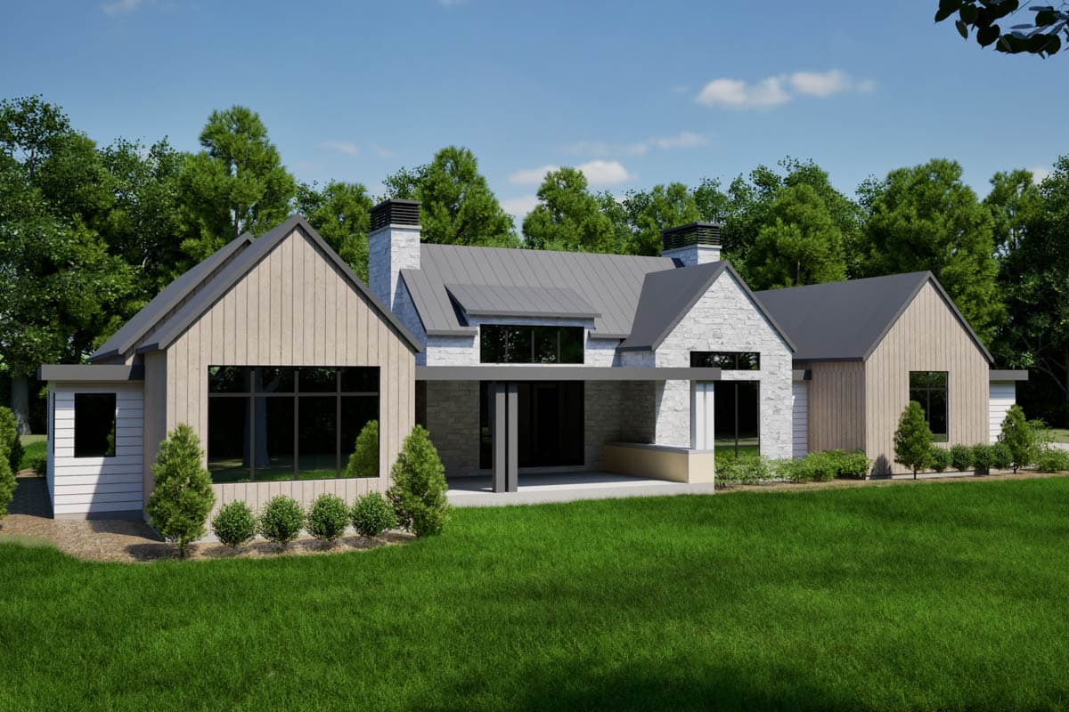 Plan 493029GNT: 3-Bed Scandinavian Modern Farmhouse with Flex Room - 2858 Sq Ft - Image #7 - Contemporary, Ranch, Scandinavian, Transitional