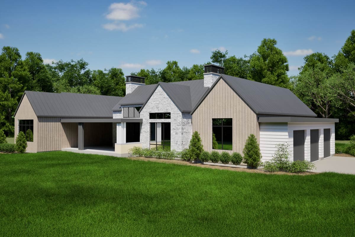 Plan 493029GNT: 3-Bed Scandinavian Modern Farmhouse with Flex Room - 2858 Sq Ft - Image #6 - Contemporary, Ranch, Scandinavian, Transitional