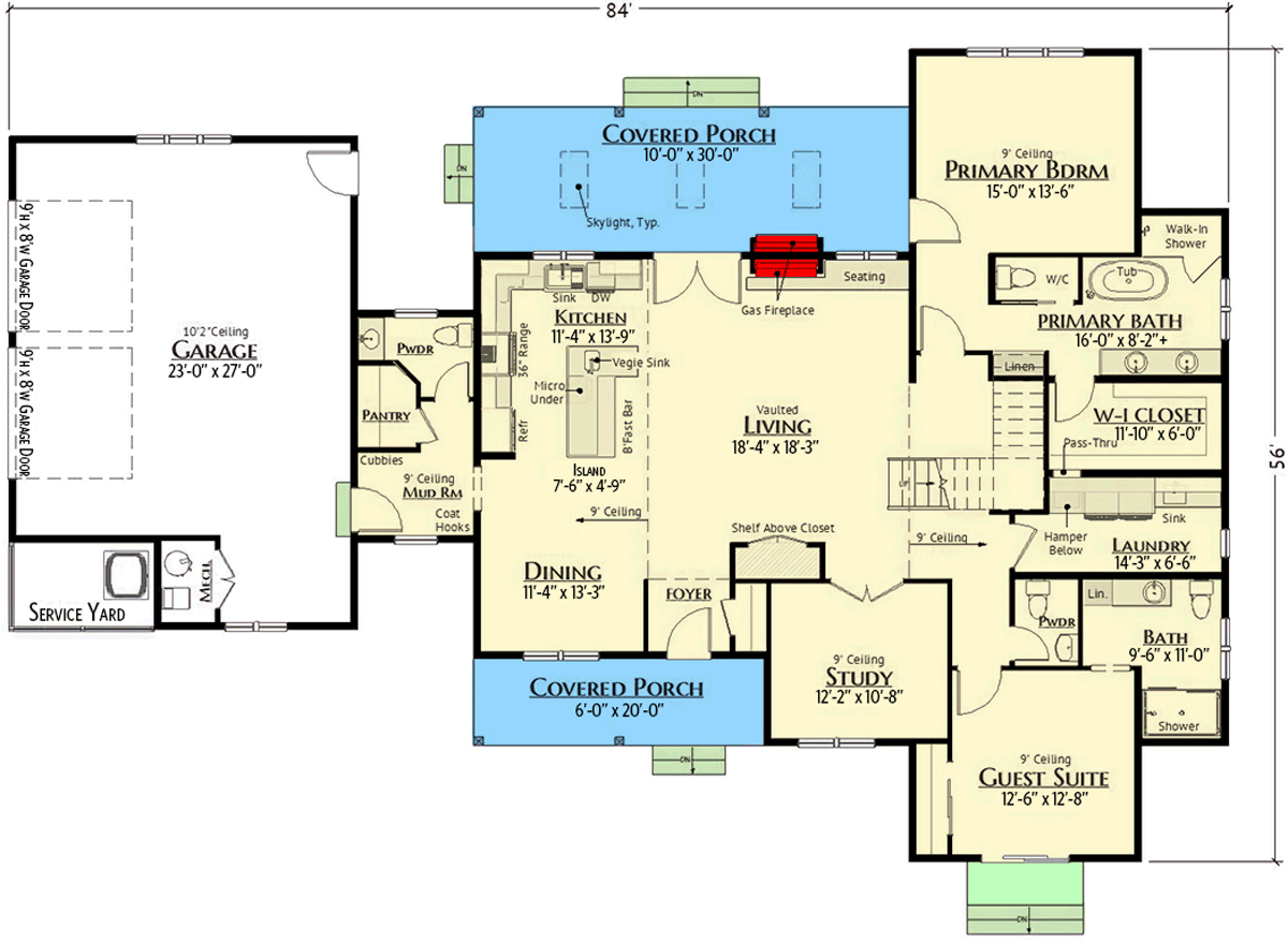 Plan 180010VNW: 1.5-Story Modern Farmhouse Plan with 4-Bedrooms - 3062 Sq Ft  - Floor Plan - Main Level - Country, Modern Farmhouse, Traditional
