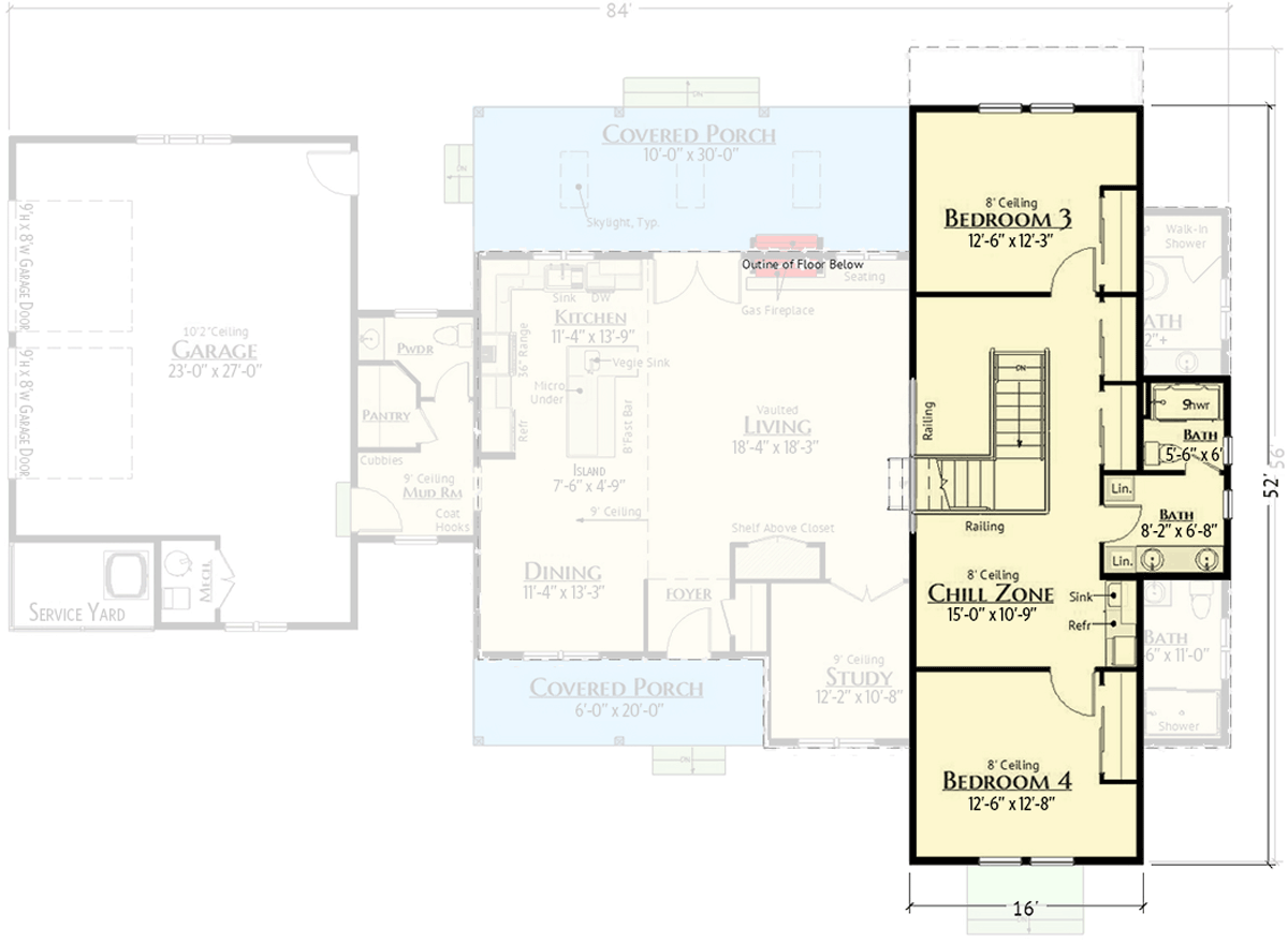 Plan 180010VNW: 1.5-Story Modern Farmhouse Plan with 4-Bedrooms - 3062 Sq Ft  - Floor Plan - 2nd Floor - Country, Modern Farmhouse, Traditional