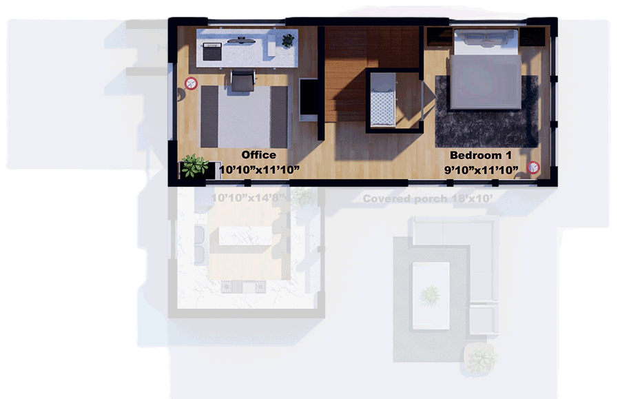 Plan 430125LY: 1-Bed Contemporary Mountain House Plan with U-Shaped Kitchen - 900 Sq Ft - Floor Plan - 2nd Floor - Contemporary, Mountain