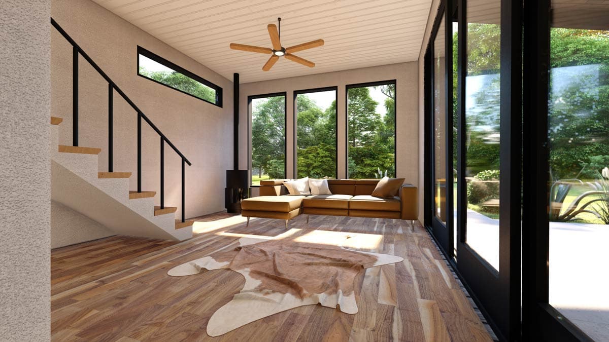 Plan 430125LY: 1-Bed Contemporary Mountain House Plan with U-Shaped Kitchen - 900 Sq Ft - Image #7 - Contemporary, Mountain