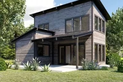 1-Bed Contemporary Mountain House Plan with U-Shaped Kitchen - 900 Sq Ft