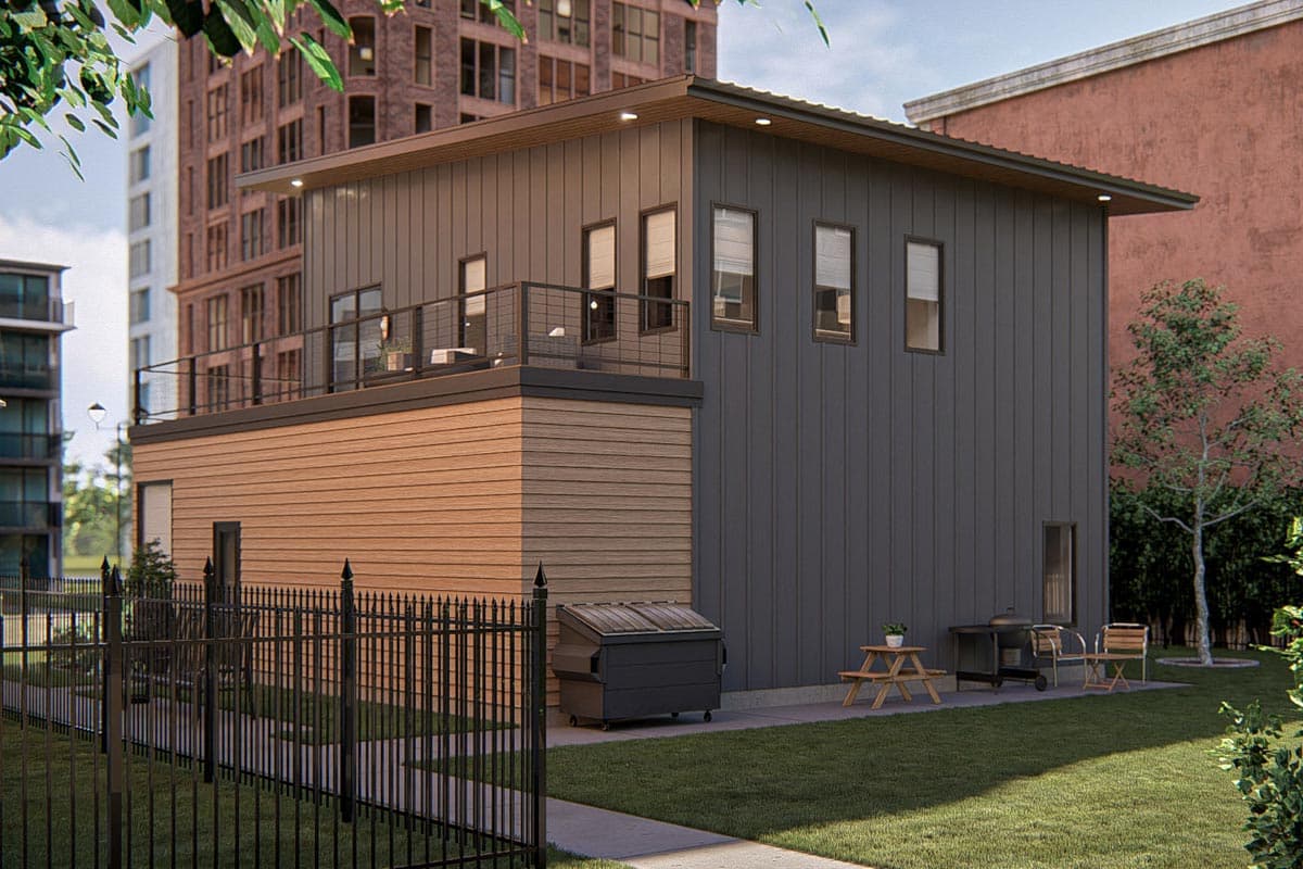 Plan 623485DJ: 1-Bed Modern Carriage House with 1st Floor Office - 1480 Sq Ft - Image #18 - Carriage, Contemporary, Mid Century Modern, Modern