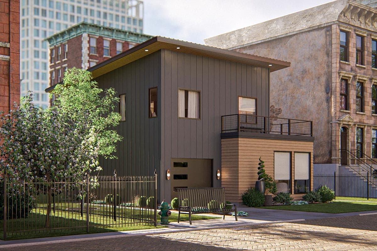 Plan 623485DJ: 1-Bed Modern Carriage House with 1st Floor Office - 1480 Sq Ft - Image #16 - Carriage, Contemporary, Mid Century Modern, Modern