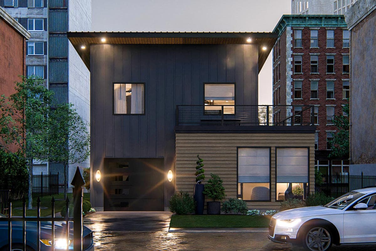 Plan 623485DJ: 1-Bed Modern Carriage House with 1st Floor Office - 1480 Sq Ft - Image #20 - Carriage, Contemporary, Mid Century Modern, Modern