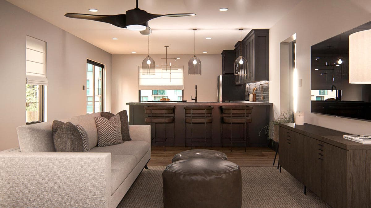 Plan 623485DJ: 1-Bed Modern Carriage House with 1st Floor Office - 1480 Sq Ft - Image #9 - Carriage, Contemporary, Mid Century Modern, Modern