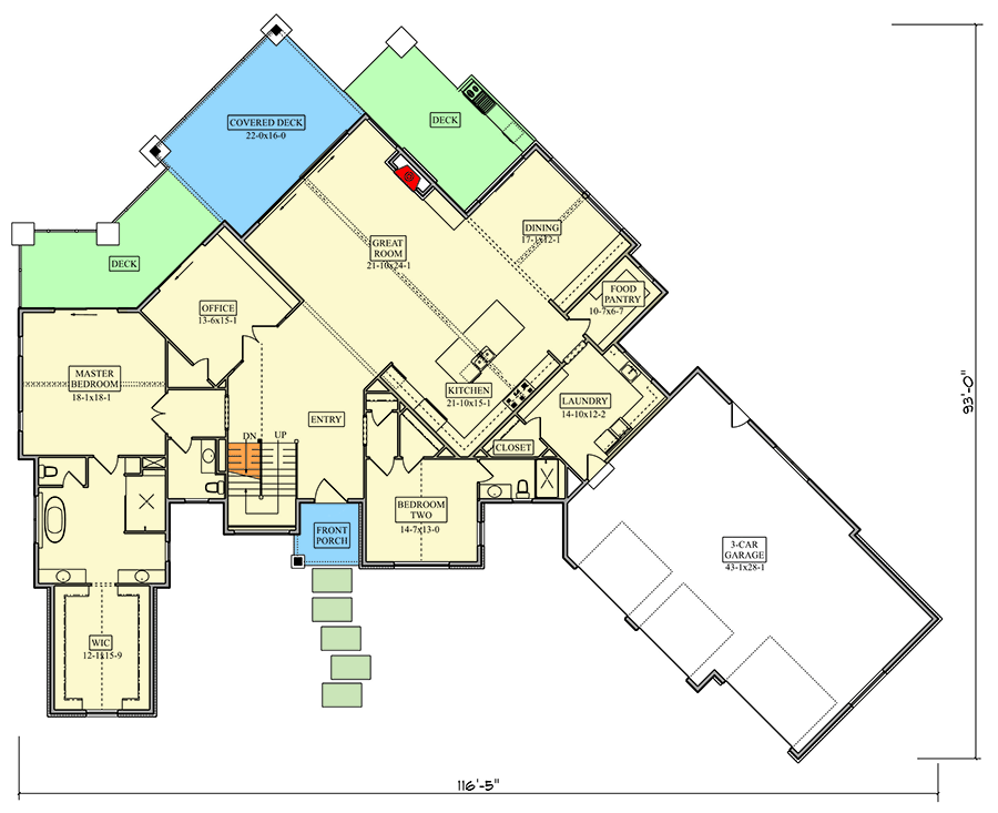Plan 95267RW: Two-Story Contemporary Mountain House plan with Open Concept Living - 3778 Sq Ft - Floor Plan - Main Level - Contemporary, Mountain