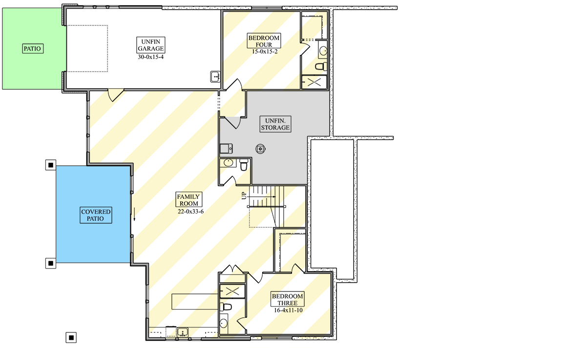 Plan 95268RW: 2-Bed New American Ranch House Plan with Outdoor Fireplace - 2805 Sq Ft - Floor Plan - Optional Lower Level - New American, Ranch