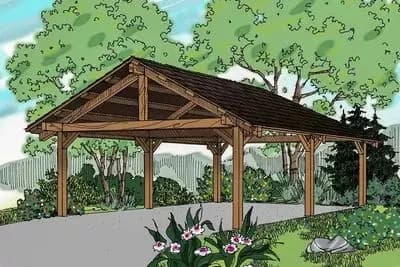 22 x 22 Rustic Gable Carport with Exposed Timber Beams