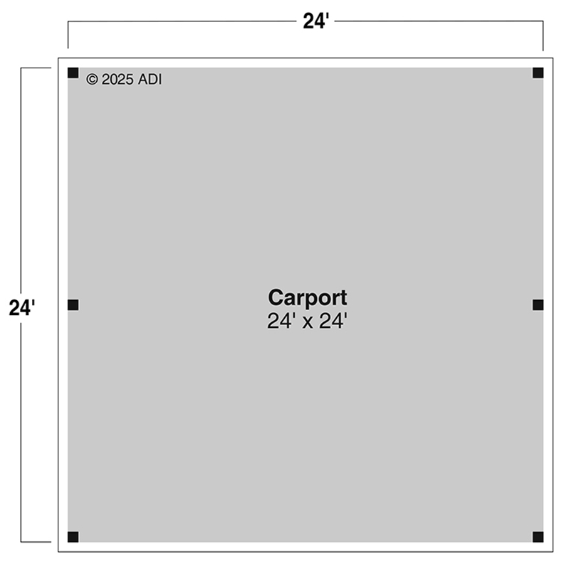 Plan 72532DA: Simple 2-Car Carport Plan - 576 Sq Ft - Floor Plan - Main Level - Rustic, Traditional