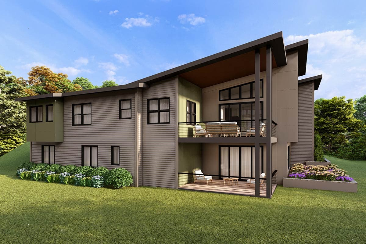 Plan 72825DA: 3-Bed Contemporary House Plan with Rear Vaulted Porch - 3013 Sq Ft - Image #7 - Contemporary, Mid Century Modern, Modern