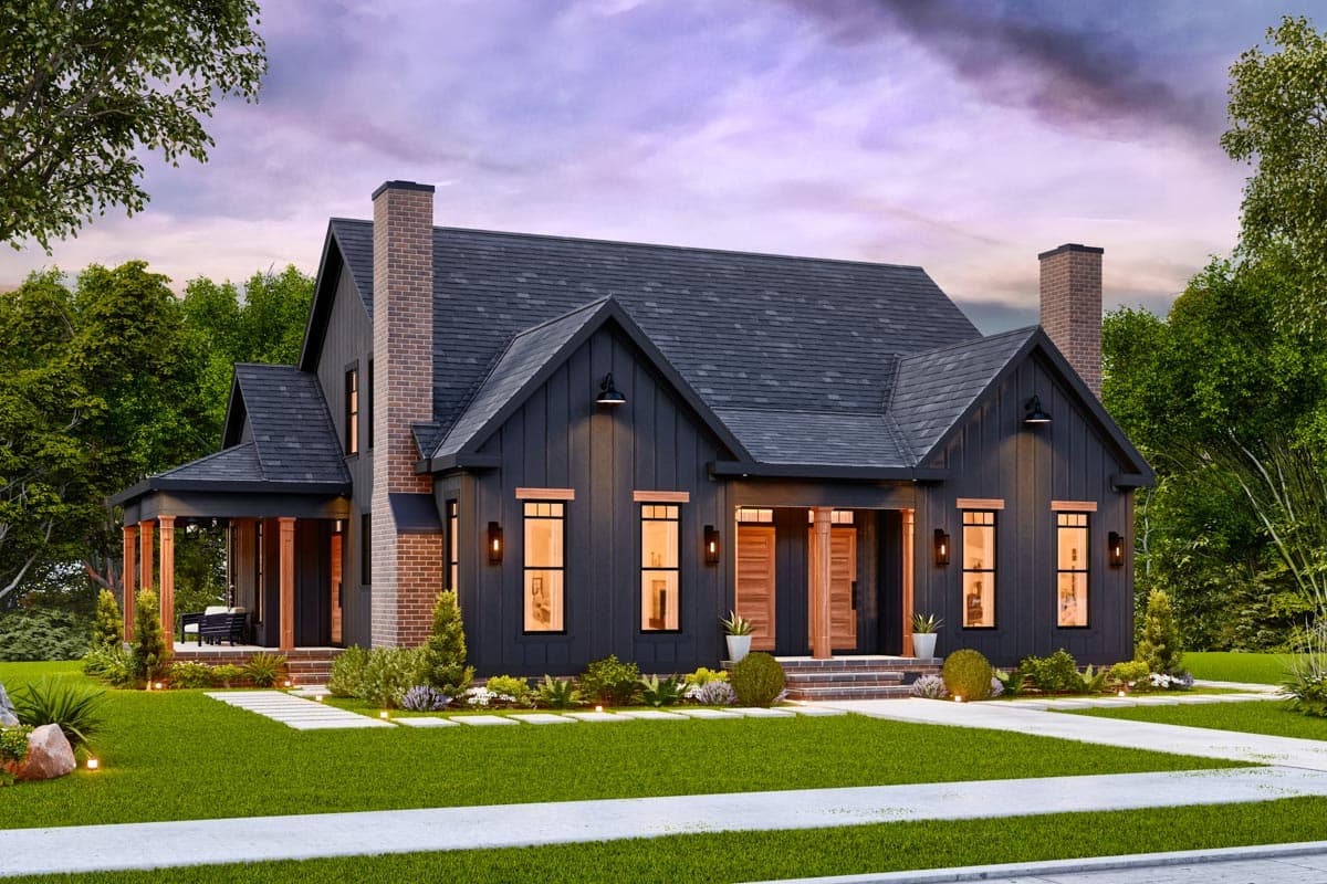 Plan 25842GE: Duplex Craftsman Cottage-Style House Plan - 3-Bed 2.5 Bath 1378 Sq Ft Per Unit - Image #6 - Craftsman, Modern Farmhouse, New American