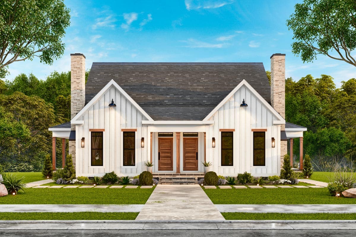 Plan 25842GE: Duplex Craftsman Cottage-Style House Plan - 3-Bed 2.5 Bath 1378 Sq Ft Per Unit - Image #7 - Craftsman, Modern Farmhouse, New American