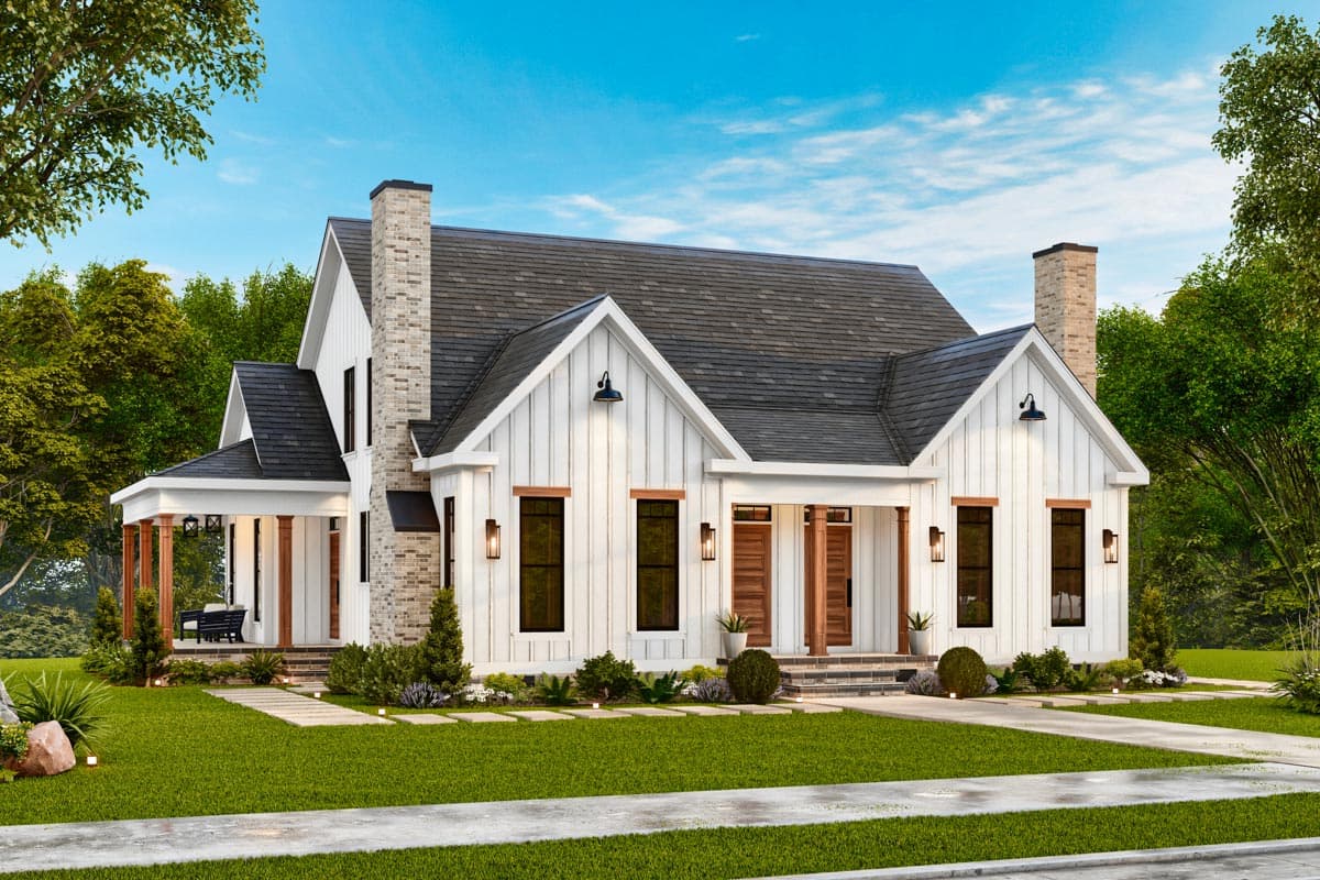 Plan 25842GE: Duplex Craftsman Cottage-Style House Plan - 3-Bed 2.5 Bath 1378 Sq Ft Per Unit - Image #8 - Craftsman, Modern Farmhouse, New American